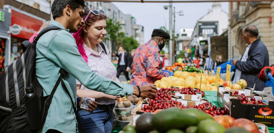 Students in Walthamstow market